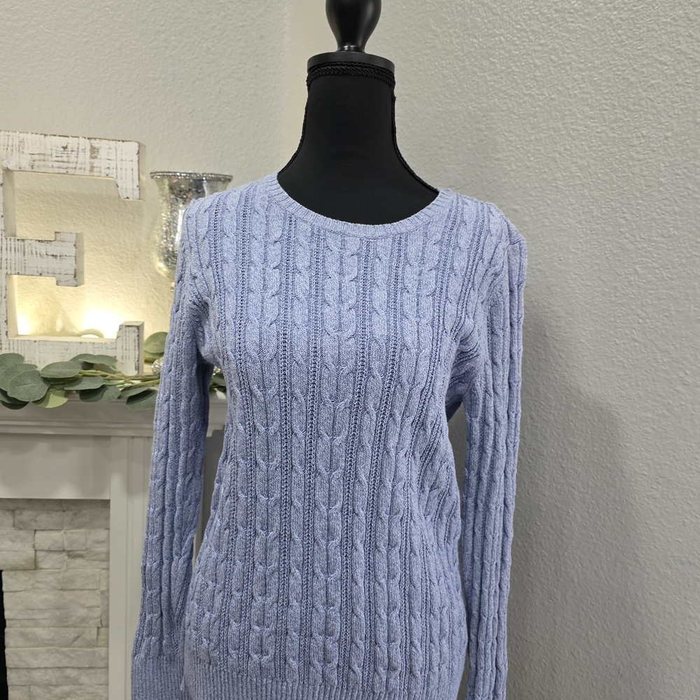 St. John's Bay Blue Crew Neck Cable Knit Sweater